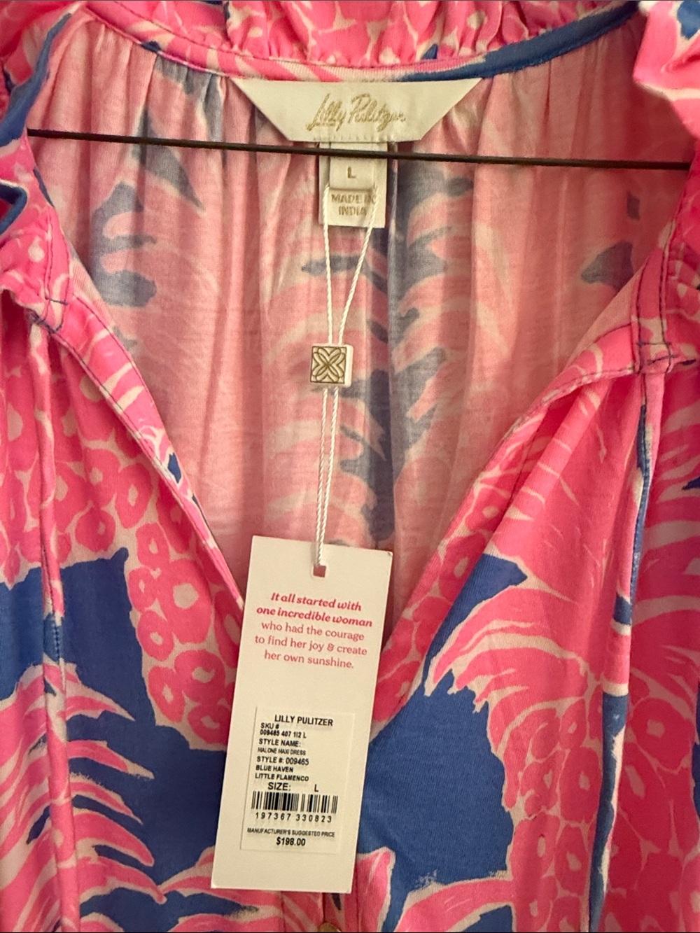 NWT Lilly Pulitzer pink & blue midi dress - Picture 2 of 5